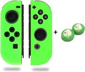 Siliconen Joy-Con Controller Hoesjes + Gaming Thumbsticks (1 Set = 2 Thumbgrips) | Beschermhoes Skin | Geschikt voor Nintendo Switch & Lite | Softcover Case | Thumb grips | Grip | Groen + Bla