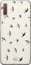 Samsung Galaxy A7 2018 siliconen hoesje - Vogels / Birds - Soft Case Telefoonhoesje - Beige - Print