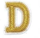 Alfabet Letter Strijk Embleem Patch Goud Wit Letter D / 3.5 cm / 4.5 cm