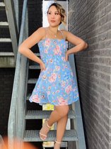 summer- Ally Dress-Flowers-zomer-jurkje-Blue/Blauw