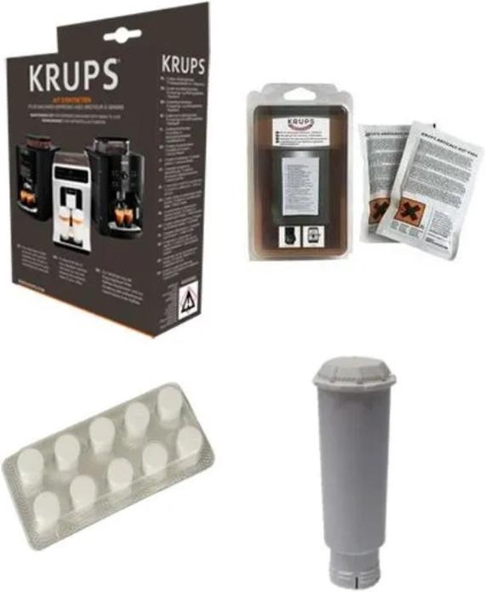 2X Filtre à eau Krups F088 - 1x Détartrant Krups F054 - 1X Tablette de nettoyage  Krups