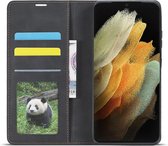 Luxe PU leren Bookcase voor Samsung Galaxy S21 Ultra | Hoogwaardig Leren Hoesje | Telefoonhoesje | Portemonnee | Zwart