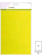 CraftEmotions glitterpapier 5 vel neon geel +/- 29x21cm 120gr