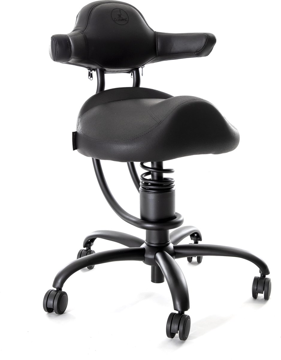 Spinalis Rodeo - Ergonomische werkkruk zwart - dynamische zitting - zwart Renna - met wielen