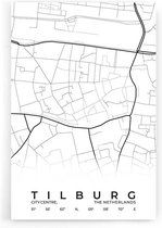 Walljar - Stadskaart Tilburg Centrum - Muurdecoratie - Poster