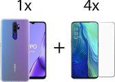 Oppo Reno 2 hoesje siliconen case transparant -  4x Oppo Reno 2 screenprotector screen protector