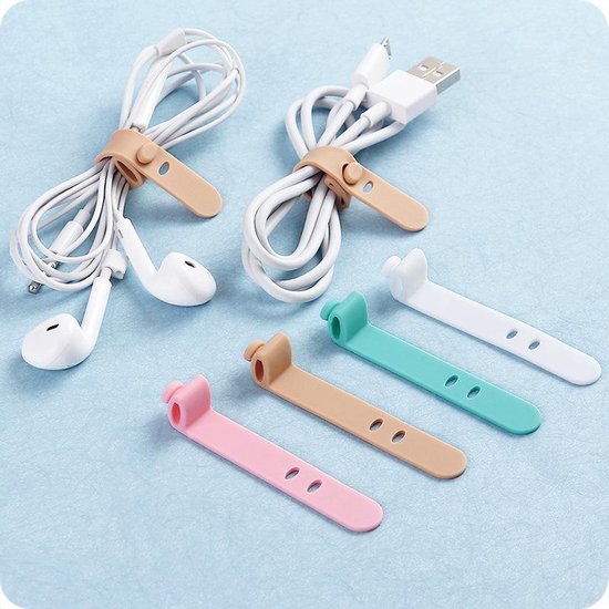 30 Stuks Gekleurde Kabelbinders - Siliconen Kabelriemen, Herbruikbare Klikkabelbinders, Opgeruimde Clips - Organizer Voor Het Organiseren en Opbergen Van Oplaadkabels