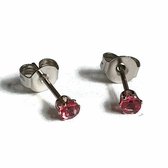 Aramat jewels ® - Oorbellen zweerknopjes donker roze 3mm chirurgisch staal