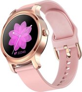 OPTIBLE® MERAKI- Smartwatch Dames - Smartwatch Heren - Horloge - Stappenteller - 1.3 inch - Kleurenscherm - Full Touch - Bluetooth Bellen - Goud - Roze - Siliconen