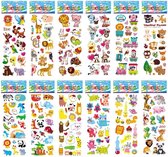 12x 3D Foam Stickervel - 130+ Dieren Stickers - Stickerset Dierentuin - Kinderen - Peuter - Kleuter - School - Dierenstickers - Knutselen - Kleurrijk Animal - Cartoon - Dier - Belo