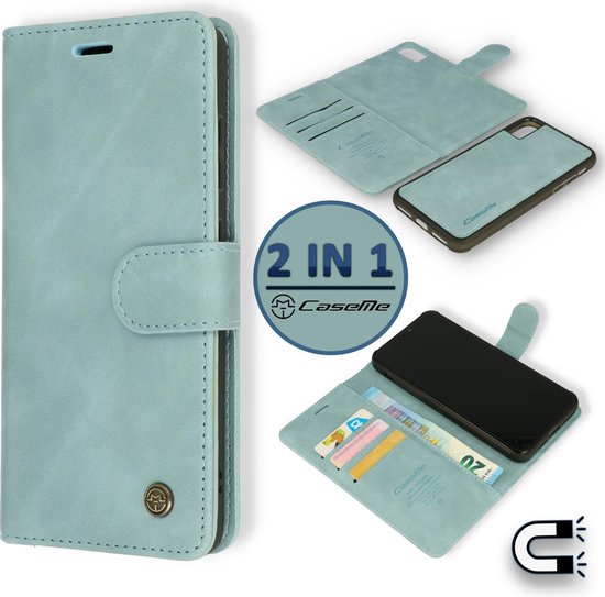 iPhone XR Hoesje Aqua Blue - Casemania 2 in 1 Magnetic Book Case | bol.com