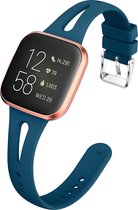Shop4 - Fitbit Versa Lite Bandje - Siliconen Dun Gespleten Donker Groen