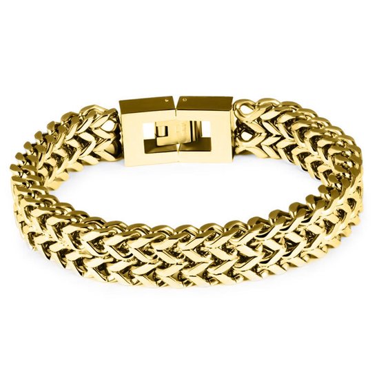 Victorious Gouden Armband Heren – Gevlochten Goud en Roestvrij Staal – Goud – 21cm - Victorious