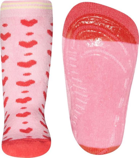 Ewers antislip sokken Hartjes licht roze rood
