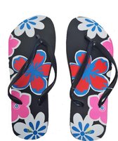 Sorprese vlinder – slippers – bloem zwart – maat 36 – slippers dames – teenslippers - badslippers