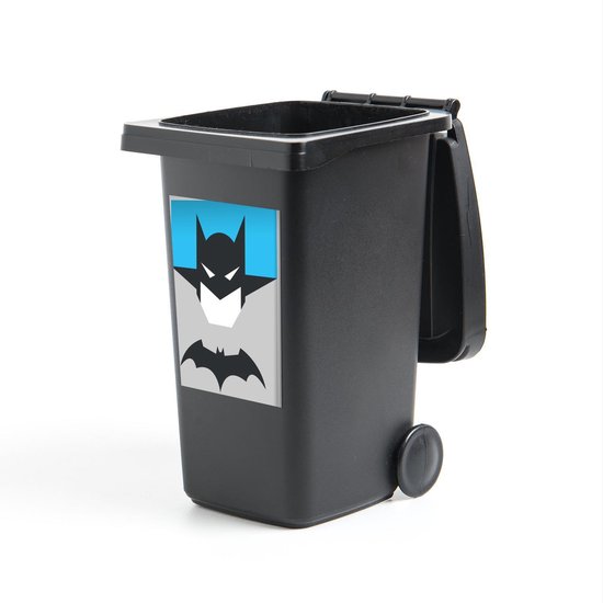 Container sticker Batman Illustratie - CM - Illustratie van Batman op een blauwe achtergrond Klikosticker - 40x60 cm - kliko sticker - weerbestendige containersticker