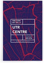 Walljar - Stadskaart Utrecht Centrum V - Muurdecoratie - Poster met lijst