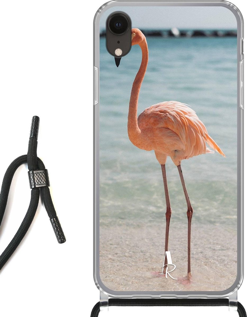 iPhone Xr hoesje met koord - Flamingo