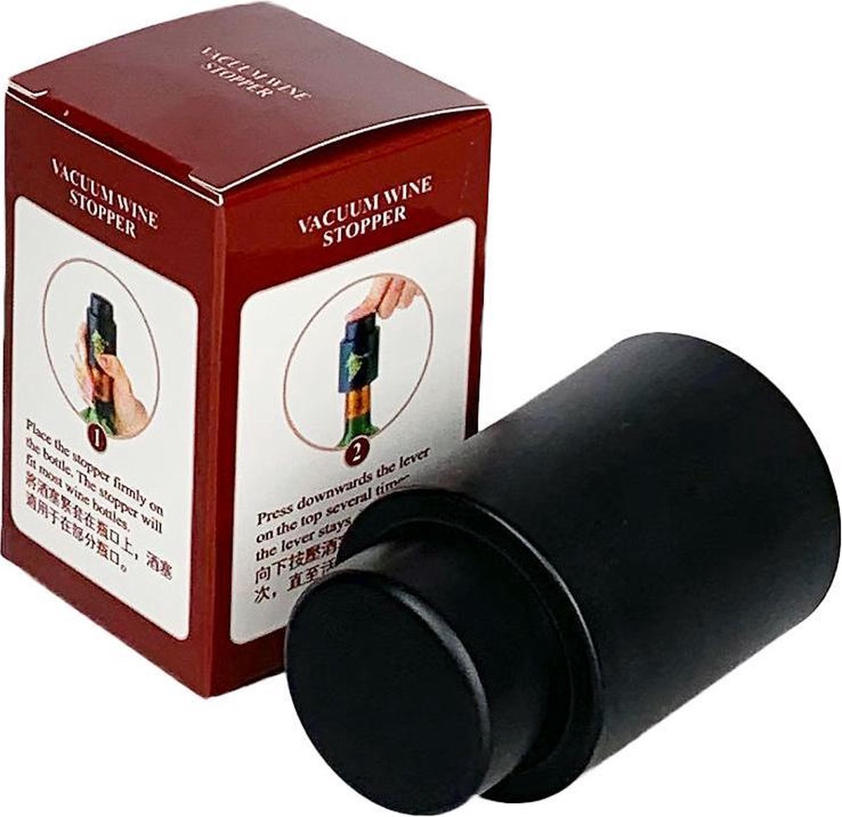 Zwarte Wijnstopper Vacuüm - Wijnstopper met ingebouwde vacuümpomp - De perfecte luxe flessenstop - JP Home&Living