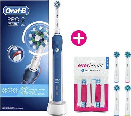 Oral-B PRO 2 2000 Cross Action Elektrische Tandenborstel + 4x Everbright  X-Clean... | bol.com
