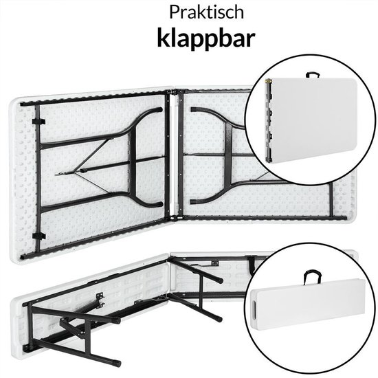 MaxxGarden Vouwtafel - Inklapbare Tuintafel - Campingtafel Opvouwbaar Klaptafel 152x70x74 Cm Wit