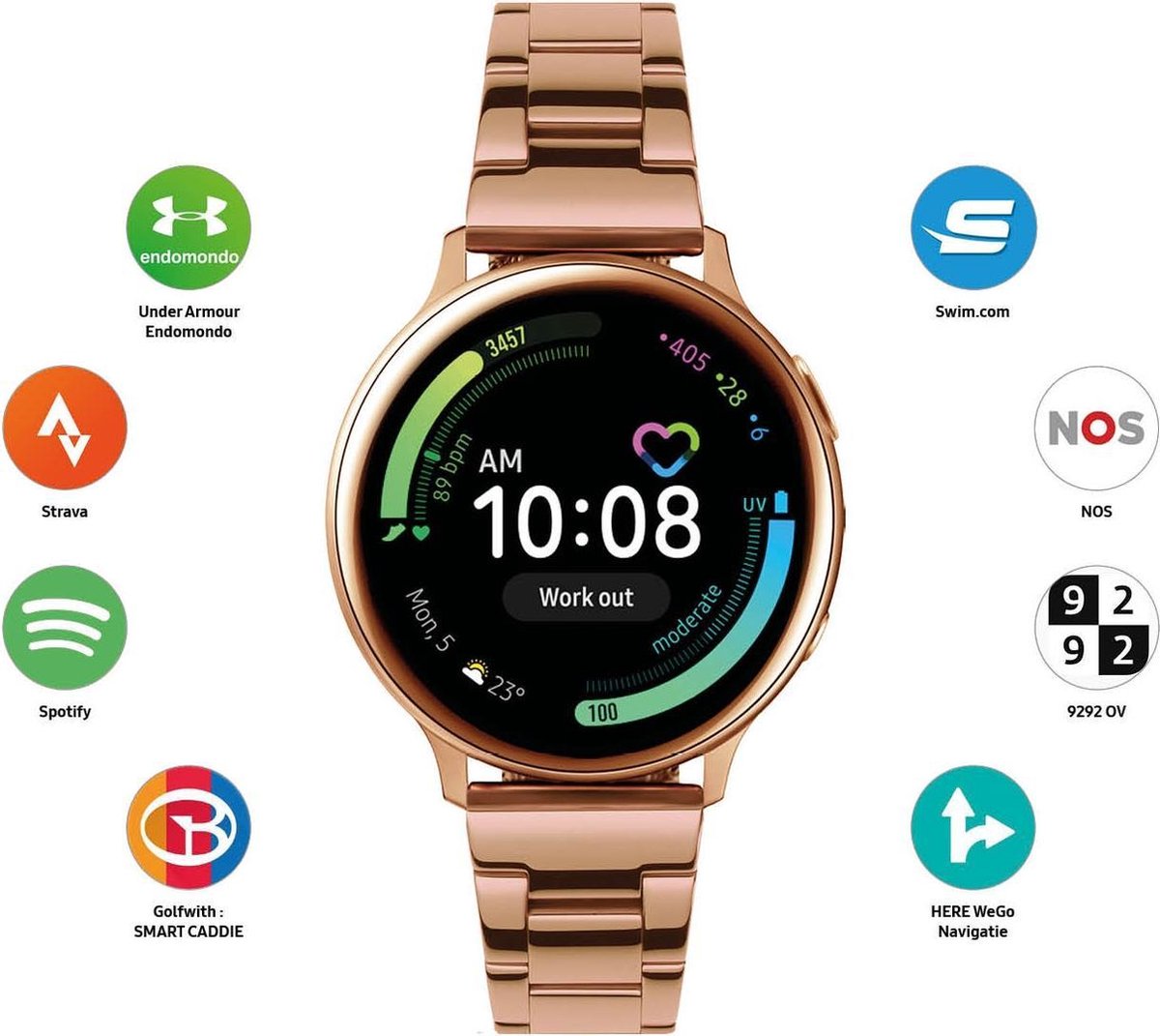 Samsung Galaxy Watch Active2 Staal Schakelband Smartwatch dames