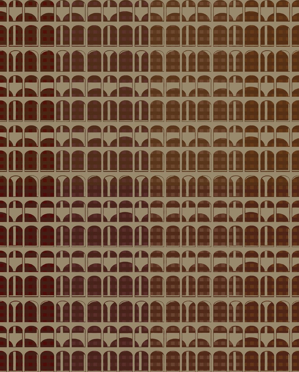 Grafisch behang Profhome VD219159-DI vliesbehang hardvinyl warmdruk in reliëf gestempeld met grafisch patroon en metalen accenten rood bruin goud 5,33 m2