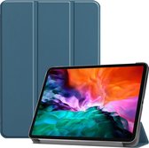 Tablet hoes geschikt voor iPad Pro 2021 (12.9 Inch)- Tri-Fold Book Case - Marine Blauw