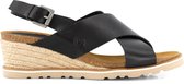 Travelin' Cambrils - Leren Dames Sandalen met hak - Sandaletten - Zwart leer - Maat 41