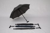 Pluviose wandelstokparaplu 2-in-1- zwart