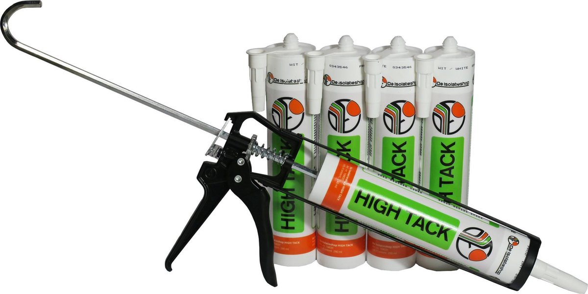 Isolatieshop High Tack set met 5x High-Tack montagelijm + Kitspuit (actieset voor het lijmen)