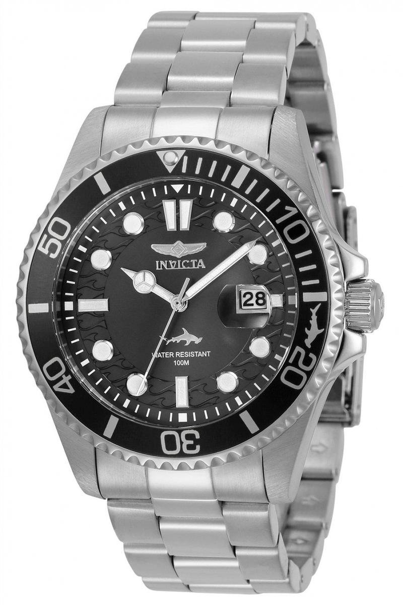 Invicta Pro Diver 30018 Heren Horloge - Waterdicht - Analoog - Quartz Uurwerk - Roestvrij Staal met zwarte Wijzerplaat - 43mm