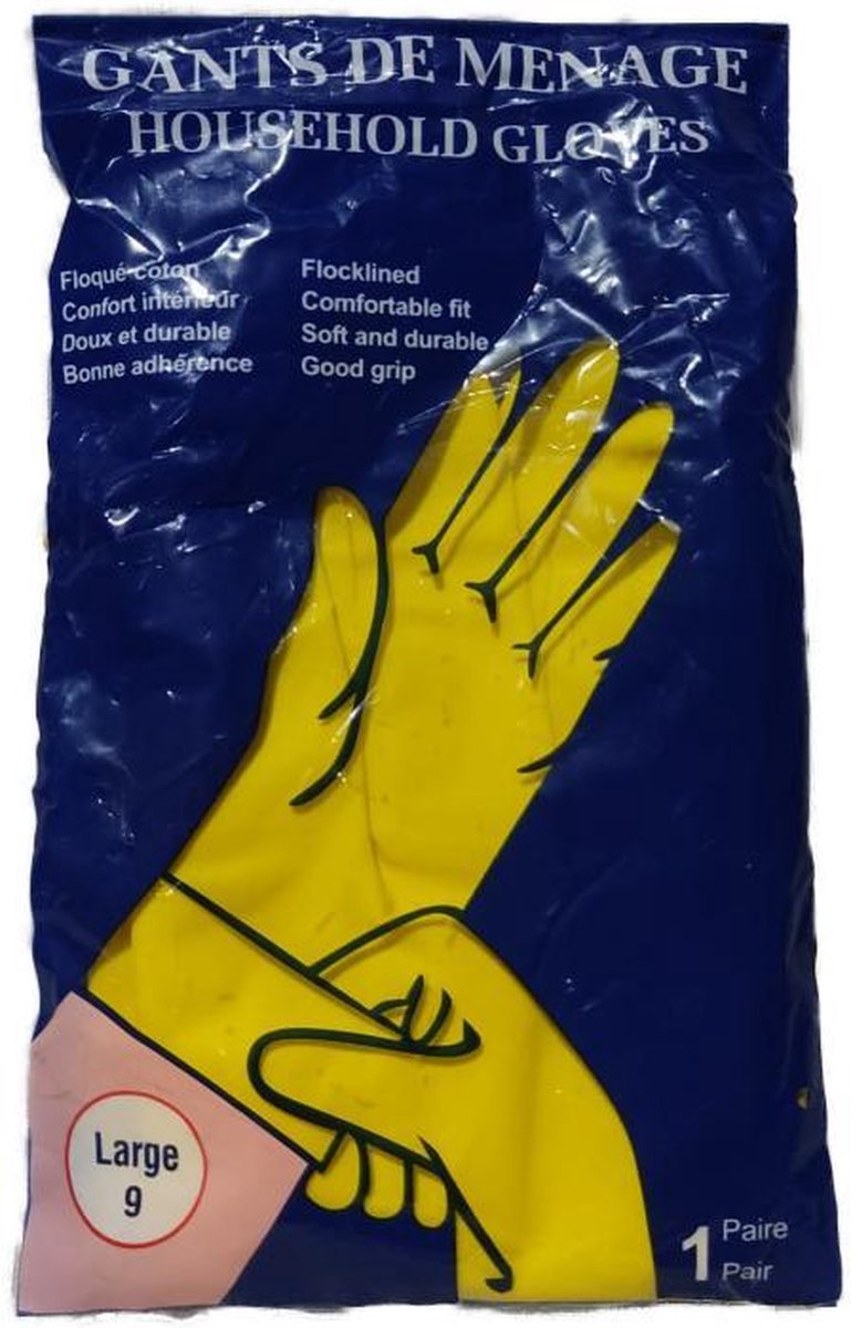 Goedkoopste GMV Huishoudhandschoenen - Latex - Binnenzijde Katoen - Maat L - Voordeelverpakking 10 Paar