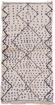 Handgeweven Berber Tapijt ''Beni Ourain'' - 250 x 125 cm - Uniek en handgemaakt - Hoogpolig vloerkleed
