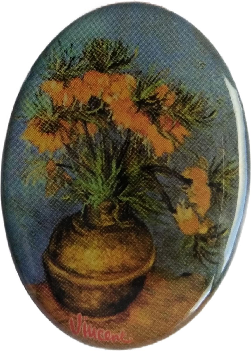 Broche 3 x 4 cm oranje keizerskroon Vincent van gogh