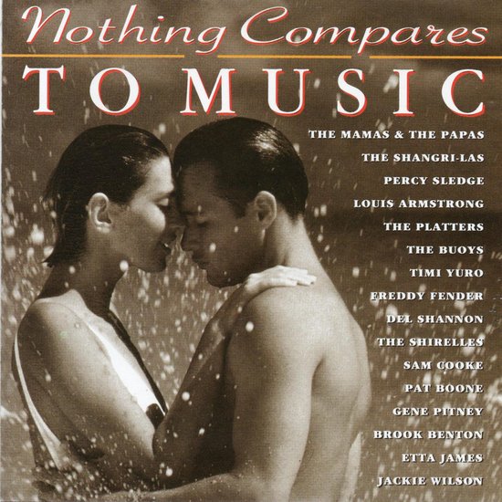 Albumhoes met de titel 'Nothing Compares To Music' en een zwart-witfoto van een koppel dat elkaar omhelst.