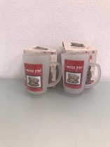Theeglazen - twee stuks - 12cm hoog - met opdruk