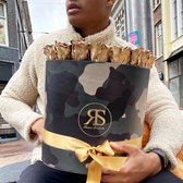Flowerbox Longlife Rihanna gold - Large gamme de cadeaux de Luxe et faits à la main - Surprenez d'une manière spéciale - Roses de longue durée de 2 ans!