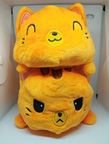 Katjes Knuffel - Pluche Mood Katje -  Oranje  - Omkeerbare Poes / Kat Knuffel  - Emotie laten zien - Show your mood - Emotieknuffel - Kinderen - Speelgoed - Surprise - Cadeau - Sinterklaas - 