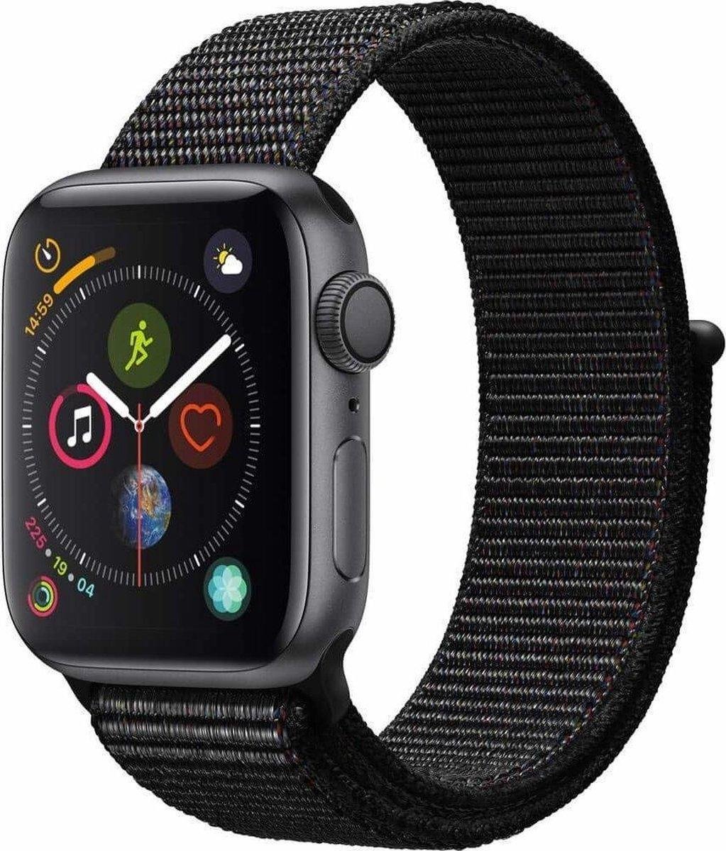 YPCd® Bandje Geschikt voor Apple Watch - Nylon Klittenband - Zwart - 42/44/45 mm - Ademend Sportbandje - Comfortabel & Verstelbaar