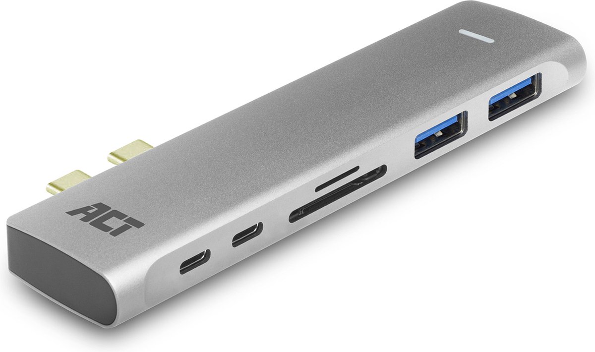 Image of ACT USB-C Thunderbolt™ 3 multiport adapter voor 1 HDMI monitor, 2x USB-A, 1x USB-C, kaartlezer, PD pass-through AC7025