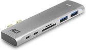 ACT AC7025 Adaptateur multiport USB-C Thunderbolt 3 vers HDMI femelle 4K, USB-C, 2x USB-A, lecteur de carte, PD pass through