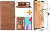 Samsung A52 hoesje bookcase Bruin - Samsung Galaxy A52 5G hoesje wallet cover met Pasjeshouder - 2x Samsung A52 screenprotector
