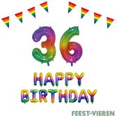 36 jaar Verjaardag Versiering Pakket Regenboog
