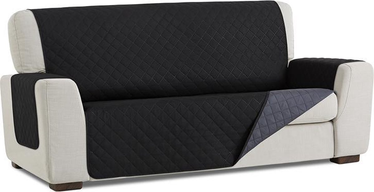 Belmarti Duo quilt - Bankbeschermer - 130cm breed - Zwart - Twee kanten te gebruiken - OekoTex keurmerk