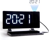 Wekkerradio met Projectie - Digitale Wekker - Alarmklok - Wekker Kinderen - USB Port - Zwart