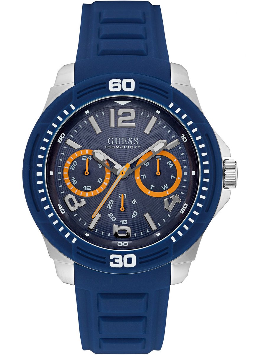 Guess Tread W0967G2 Horloge - Siliconen - Blauw - Ø 45 mm