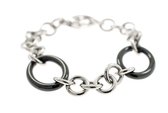 Edelstaal RVS armband met zwarte elementen CARMEN