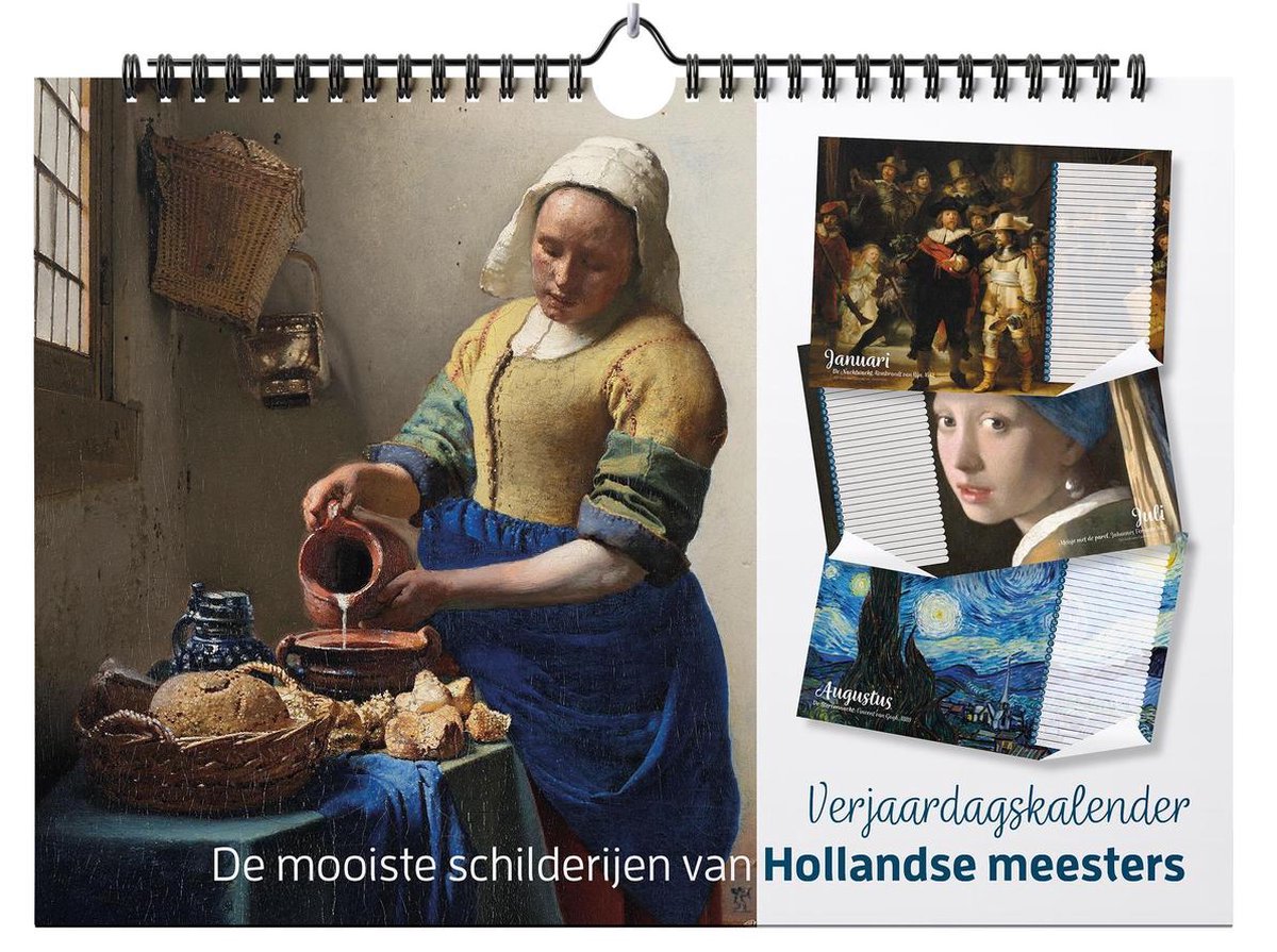 Verjaardagskalender De mooiste schilderijen van Hollandse meesters - Wandkalender A4 - Niet jaargebonden - Studio Colori