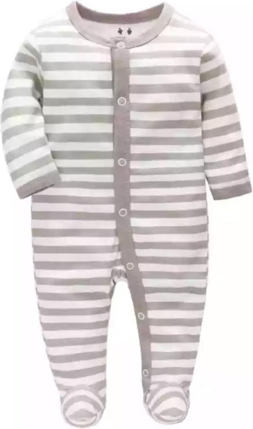 BonBini's® Baby boxpakje - rompertje - Stripes - Grey White - maat 68-70 - 3-6maanden